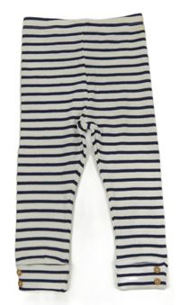 Tmavomodro-biele pruhované legíny s gombíky M&S