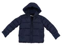 Tmavomodrá šusťáková prošívaná zimní bunda s kapucí Bluezoo