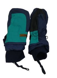 Tmavomodro-zelené šusťákové palcové rukavice 