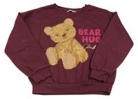 Vínová mikina s medvědem C&A