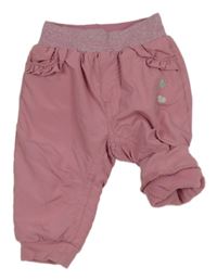 Ružové šušťákové zateplené nohavice so srdiečkami Ergee