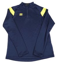 Tmavomodrá sportovní mikina s logem a neonovými pruhy Umbro