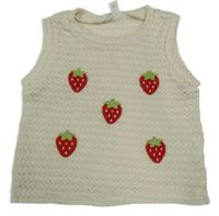 Smotanová crop pletená vesta s jahodami shein