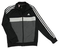 Černo-šedá sportovní funkční propínací mikina s logem Adidas