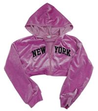 Ružová zamatová prepínaci crop mikina s nápisom a kapucňou shein