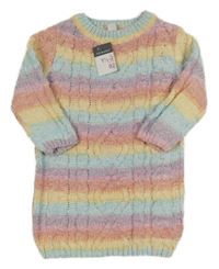 Nové - barevné pruhované svetrové šaty Primark