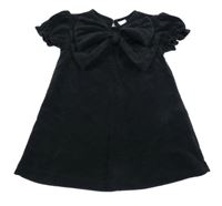 Čierne zamatové šaty s mašlou H&M