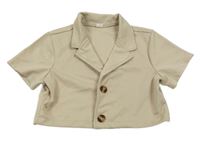 Smetanový crop kabátek shein