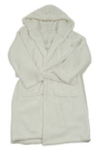 Nové - bílý plyšový župan s nápisem a kapucí Primark