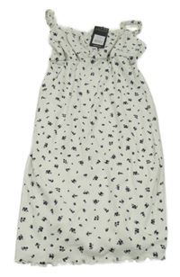 Nové - bílé žebrované šaty s tmavomodrými kvítky New Look