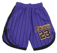 Fialovo-černé pruhované sportovní kraťasy - Lakers