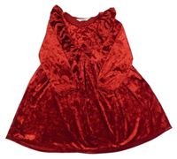 Červené zamatové šaty s volánikmi H&M