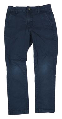 Tmavomodré plátenné chino nohavice M&S