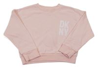 Světlerůžová crop mikina s logem DKNY