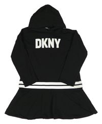 Černé teplákové šaty s logem a kapucí DKNY