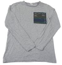 Sivé melírované tričko s potlačou S. Oliver