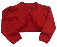 Červené trblietavé svetrové bolerko s mašlou Mothercare