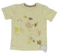 Béžovo-žluté pruhované tričko s mořskými živočichy George