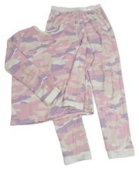 Růžovo-lila-bílé army pyžamo M&S