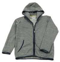 Šedá melírovaná propínací zateplená mikina s kapucí 