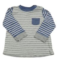 Šedo-modro-bílé pruhované pyžamové triko Topomini