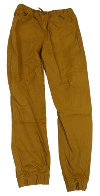 Medové plátěné cuff kalhoty H&M