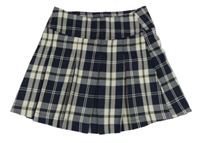 Nové - Tmavomodro-smotanová kockovaná skladaná sukňa Primark