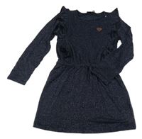 Tmavomodré pruhované třpytivé šaty Gaia 