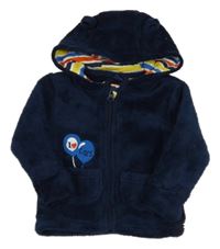 Tmavomodrá plyšová prepínaci mikina s balonky a kapucňou Lupilu