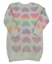 Bielo-farebné svetrové šaty so srdiečkami Primark