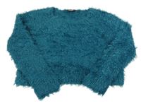 Zelený chlpatý crop sveter New Look