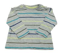 Sivo-modro-zelené pruhované tričko Topomini