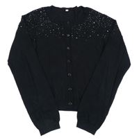 Čierny prepínaci crop sveter s kamienkami M&S