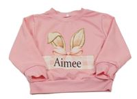 Ružová mikina s nápisom a uškami