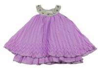 Sivo-fialové šifónové šaty s kamienkami