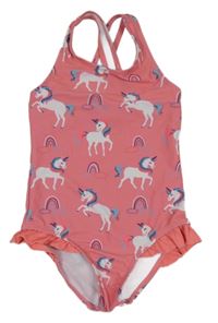Růžové jednodílné plavky s jednorožci Topolino