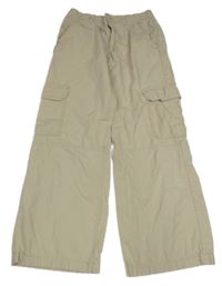 Béžové plátěné široké cargo kalhoty H&M