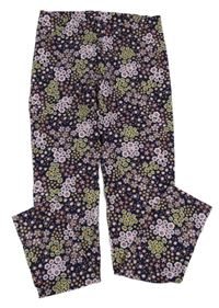 Tmavomodro-růžové květované legíny M&S