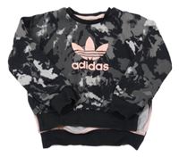 Černo-šedá batikovaná mikina s logem Adidas