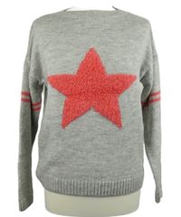 Dámský šedý svetr s hvězdou a proužky Next 