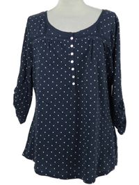 Dámske tmavomodré bodkované tričko H&M