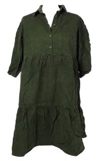 Dámské khaki manšestrové košilové šaty F&F