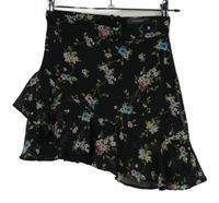 Dámska čierna kvetovaná sukňa s volánikom Primark