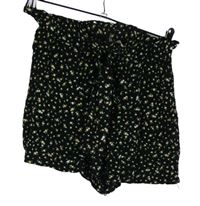Dámske čierne kvietkovane sukňové kraťasy s opaskom H&M vel. 32