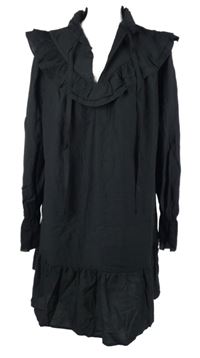 Nové - Dámske čierne šaty s volánikmi H&M