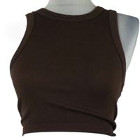 Dámský hnědý žebrovaný crop top H&M