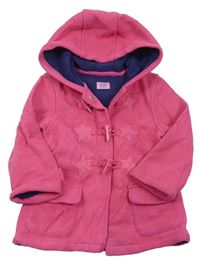 Ružový fleecový kabát s hviezdičkami a kapucňou F&F