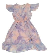 Fialovo-modro-růžové šifonové šaty H&M