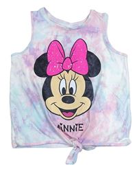 Bielo-ružovo-modrý crop top s Minnie George