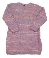 Ružovo-modro-žlté pletené šaty Primark